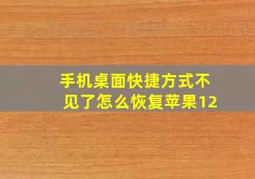 手机桌面快捷方式不见了怎么恢复苹果12