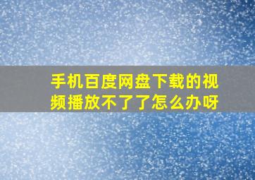 手机百度网盘下载的视频播放不了了怎么办呀