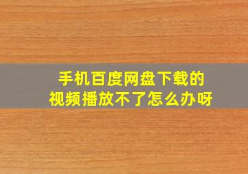 手机百度网盘下载的视频播放不了怎么办呀