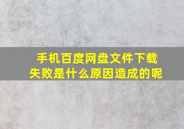 手机百度网盘文件下载失败是什么原因造成的呢