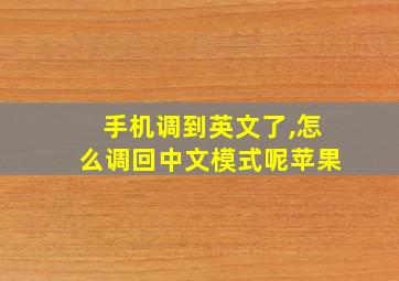 手机调到英文了,怎么调回中文模式呢苹果