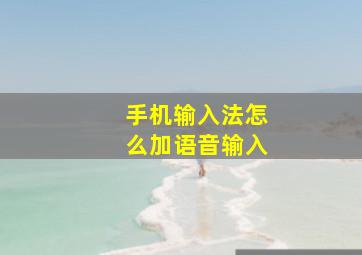 手机输入法怎么加语音输入