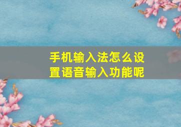 手机输入法怎么设置语音输入功能呢