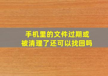 手机里的文件过期或被清理了还可以找回吗