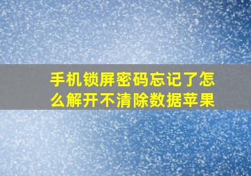 手机锁屏密码忘记了怎么解开不清除数据苹果