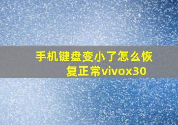 手机键盘变小了怎么恢复正常vivox30