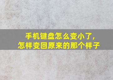 手机键盘怎么变小了,怎样变回原来的那个样子