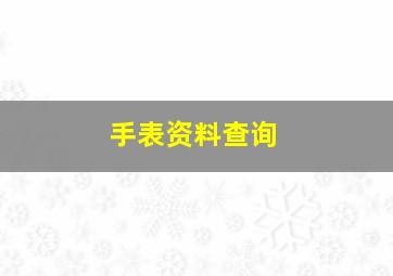 手表资料查询