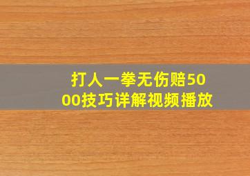 打人一拳无伤赔5000技巧详解视频播放