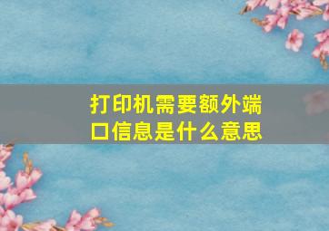 打印机需要额外端口信息是什么意思