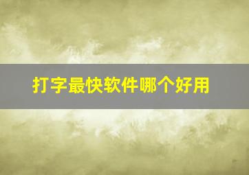 打字最快软件哪个好用