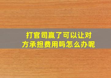 打官司赢了可以让对方承担费用吗怎么办呢