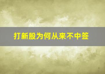 打新股为何从来不中签