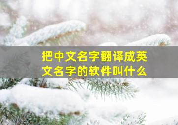 把中文名字翻译成英文名字的软件叫什么