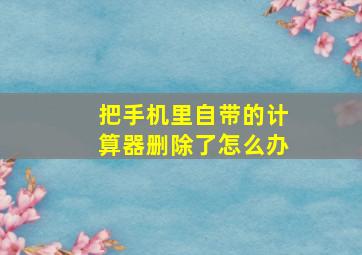 把手机里自带的计算器删除了怎么办