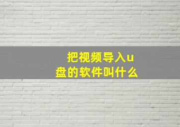 把视频导入u盘的软件叫什么