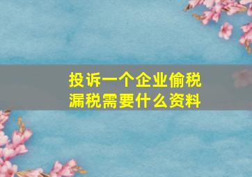 投诉一个企业偷税漏税需要什么资料