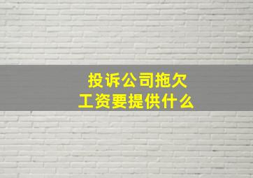 投诉公司拖欠工资要提供什么