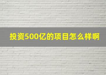 投资500亿的项目怎么样啊