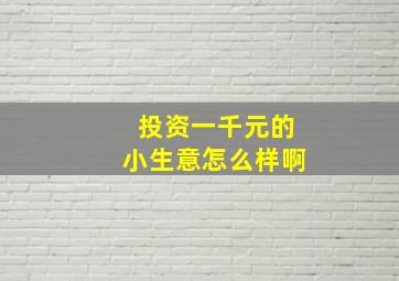 投资一千元的小生意怎么样啊