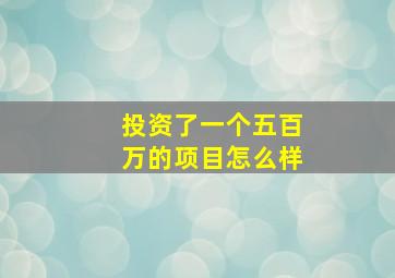 投资了一个五百万的项目怎么样