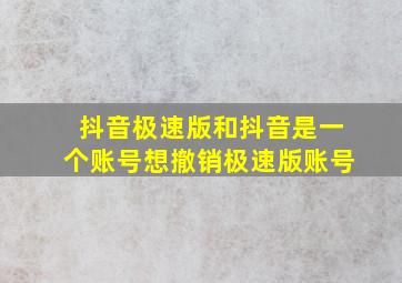 抖音极速版和抖音是一个账号想撤销极速版账号