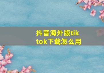 抖音海外版tiktok下载怎么用