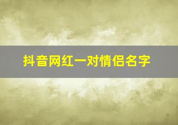 抖音网红一对情侣名字