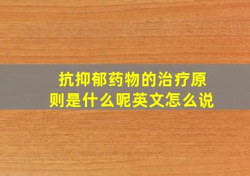 抗抑郁药物的治疗原则是什么呢英文怎么说