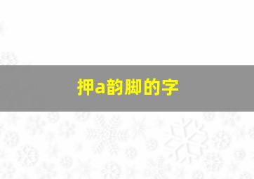 押a韵脚的字