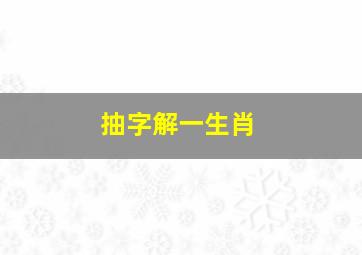 抽字解一生肖