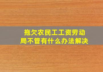 拖欠农民工工资劳动局不管有什么办法解决