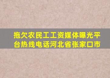 拖欠农民工工资媒体曝光平台热线电话河北省张家口市