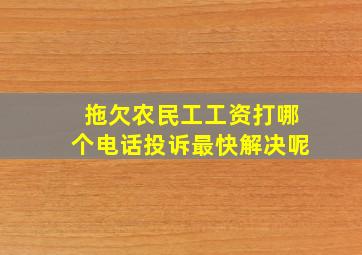 拖欠农民工工资打哪个电话投诉最快解决呢