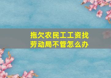 拖欠农民工工资找劳动局不管怎么办