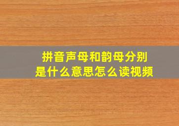 拼音声母和韵母分别是什么意思怎么读视频