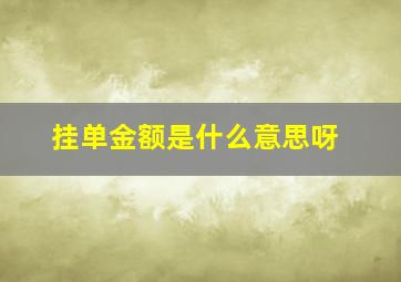 挂单金额是什么意思呀