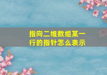 指向二维数组某一行的指针怎么表示