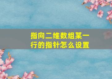 指向二维数组某一行的指针怎么设置