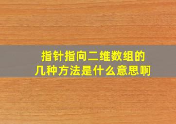 指针指向二维数组的几种方法是什么意思啊