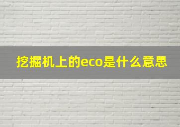 挖掘机上的eco是什么意思