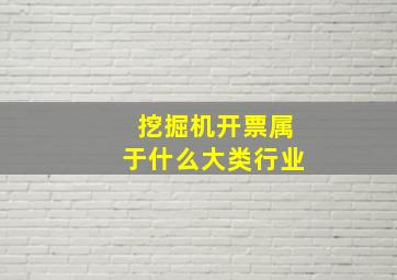 挖掘机开票属于什么大类行业