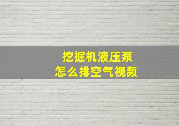 挖掘机液压泵怎么排空气视频