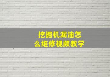 挖掘机漏油怎么维修视频教学