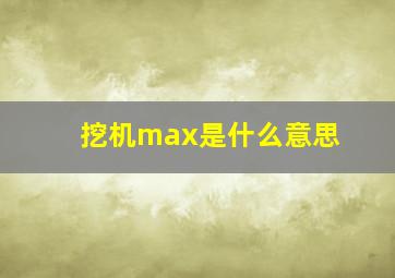 挖机max是什么意思