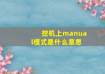 挖机上manual模式是什么意思