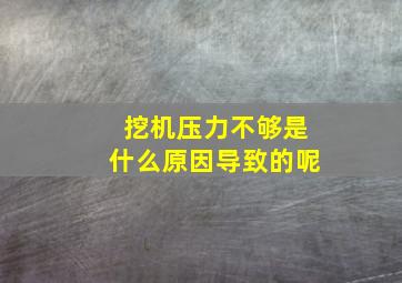 挖机压力不够是什么原因导致的呢