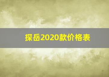 探岳2020款价格表