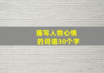 描写人物心情的词语30个字