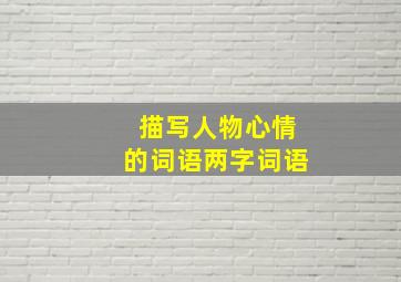 描写人物心情的词语两字词语